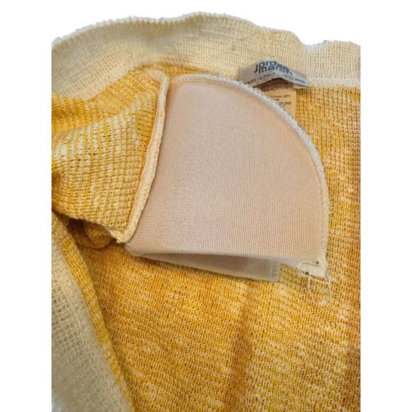 Vintage Jordan Marsh Yellow White Cardigan Sweater Medium Shoulder Pads‎ Italy - Picture 6 of 11